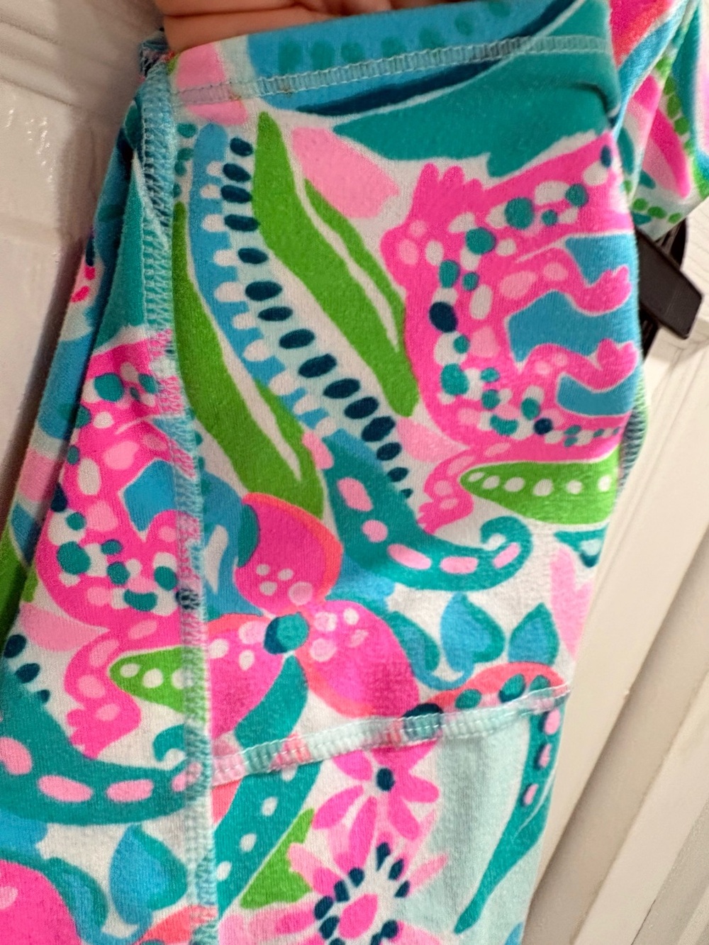 Lilly Pulitzer Bright Pink, Teal & Green Floral Leggings size L - Picture 3 of 6